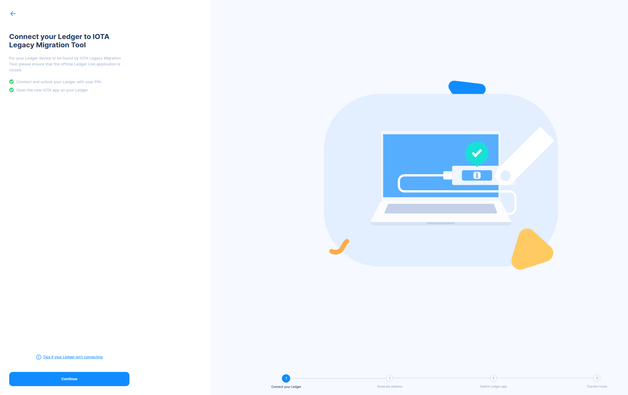 Connect your Ledger to the IOTA Legacy Migration Tool